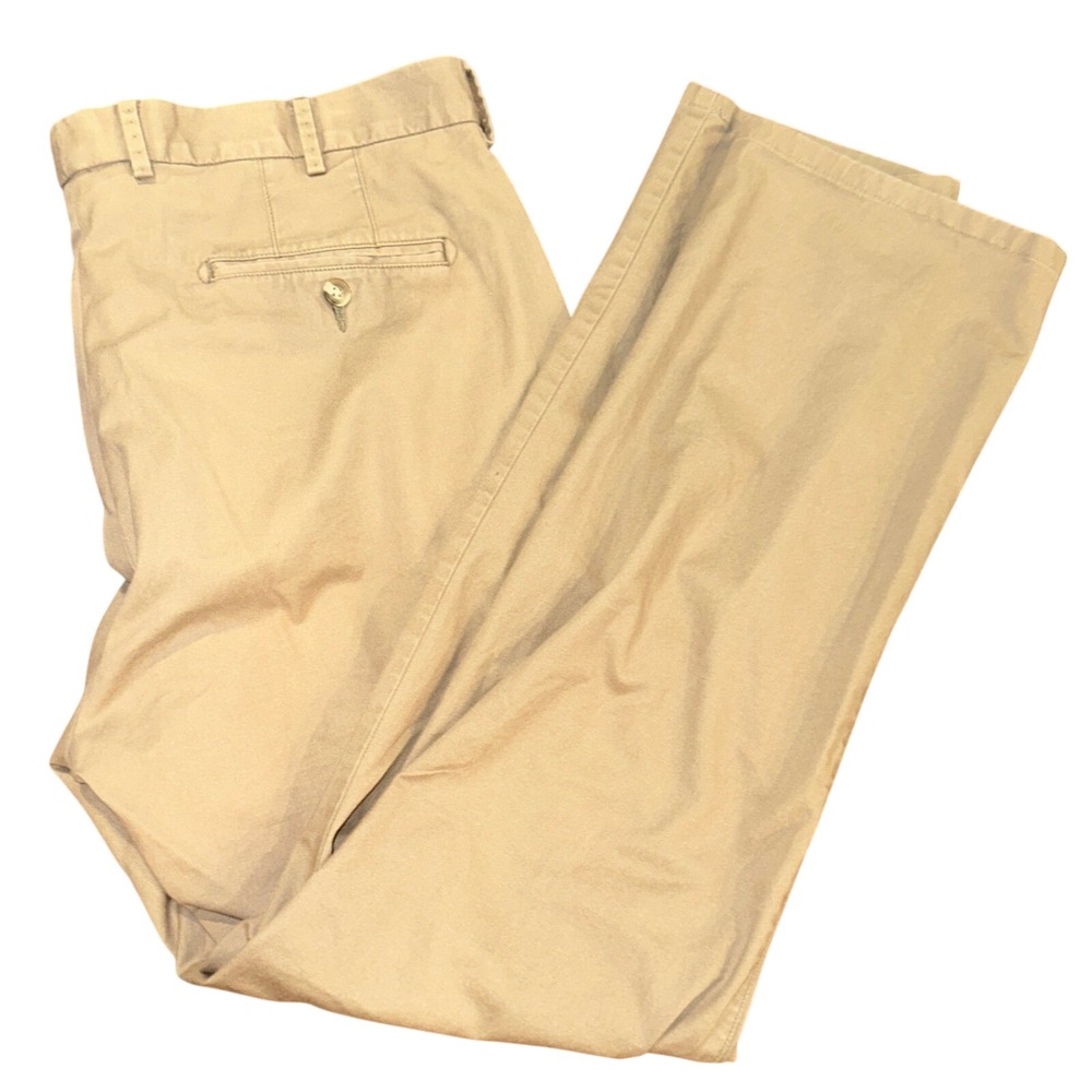 Peter Millar Men's Khaki Chino Pants Tan Flat Front Straight Leg Size 38x30